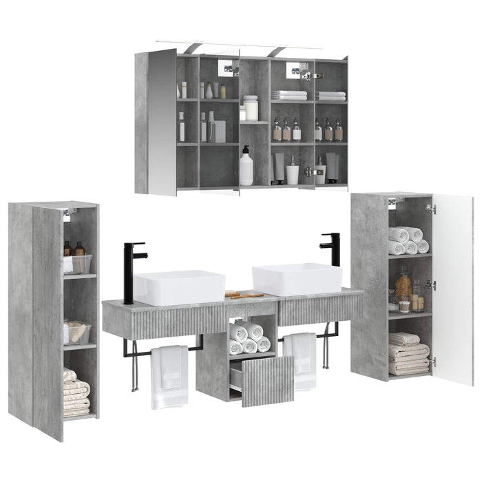 Set de mobilier pentru baie 6 pcs Gri Beton WALTI