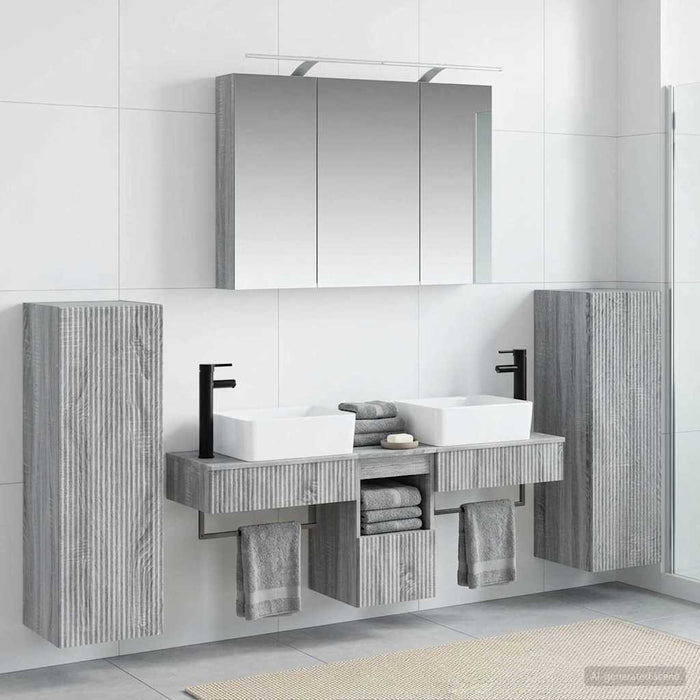 Set de mobilier pentru baie 6 pcs Sonoma gri WALTI