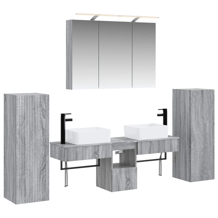 Set de mobilier pentru baie 6 pcs Sonoma gri WALTI