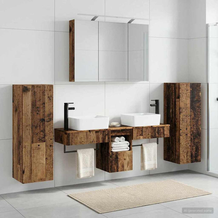 Set de mobilier pentru baie 6 buc. Lemn vechi WALTI