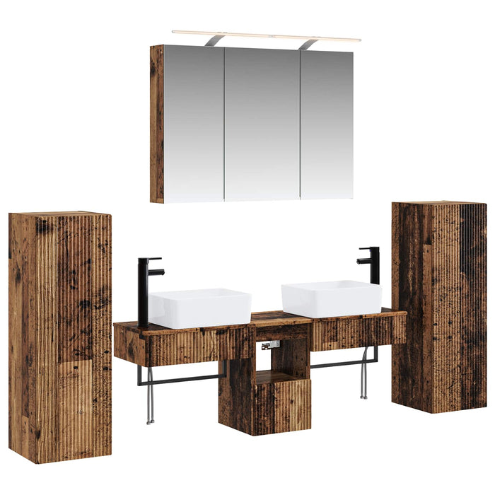Set de mobilier pentru baie 6 buc. Lemn vechi WALTI