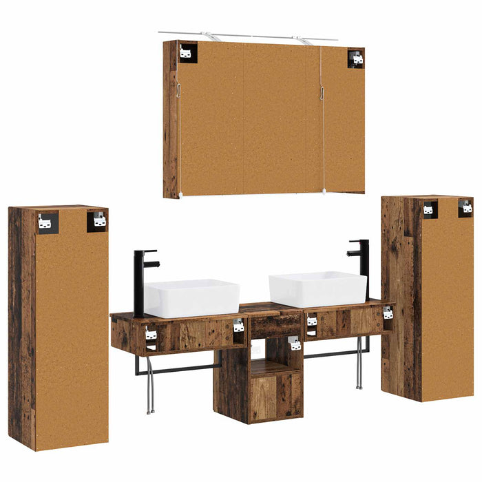 Set de mobilier pentru baie 6 buc. Lemn vechi WALTI