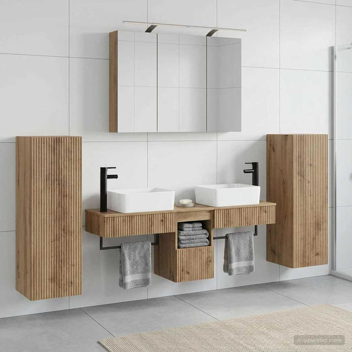 Set de mobilier pentru baie 6 pcs Stejar Artizanal WALTI