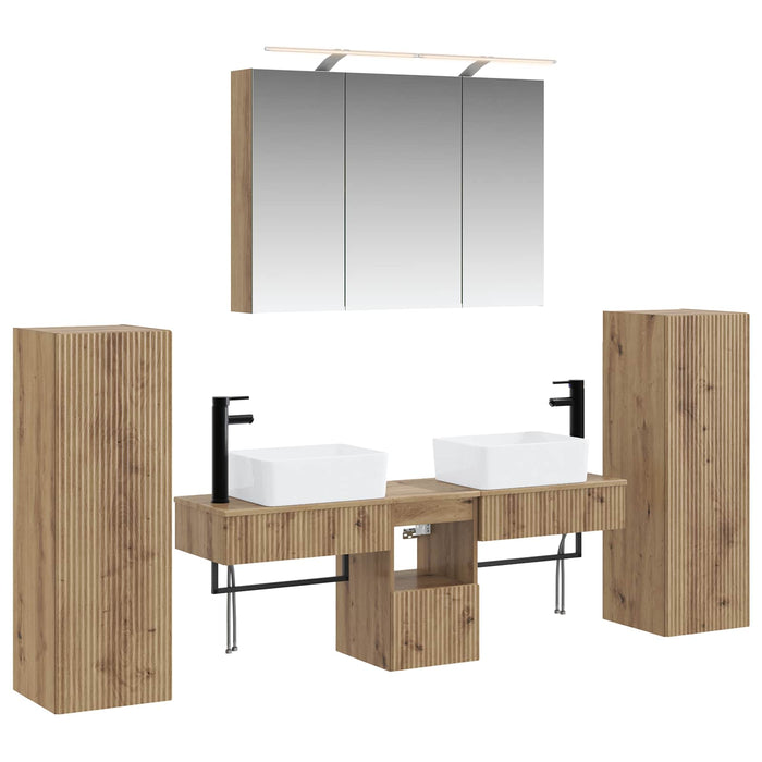 Set de mobilier pentru baie 6 pcs Stejar Artizanal WALTI