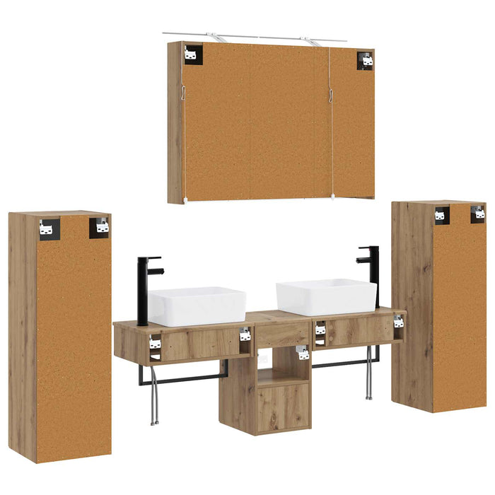 Set de mobilier pentru baie 6 pcs Stejar Artizanal WALTI