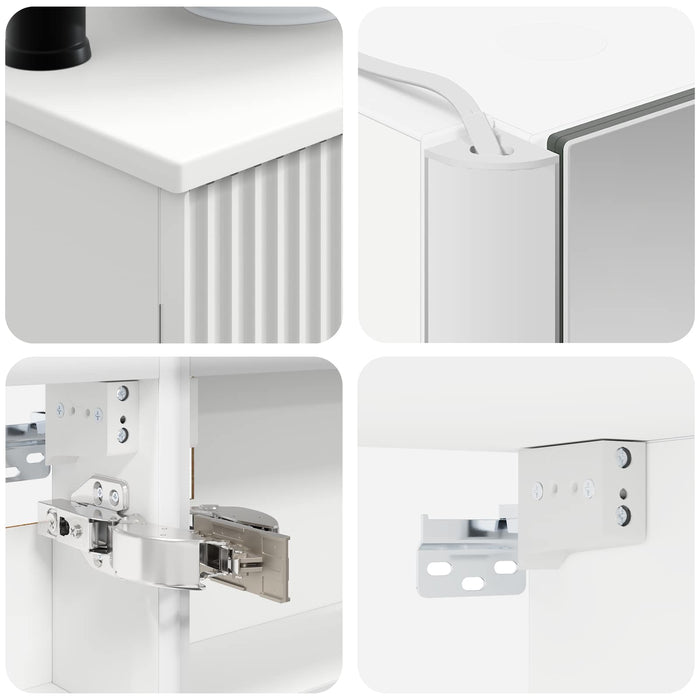Set de mobilier pentru baie 6 pcs Alb Lemn prelucrat și sticlă WALTI