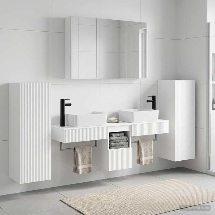 Set de mobilier pentru baie 6 pcs Alb Lemn prelucrat și sticlă WALTI