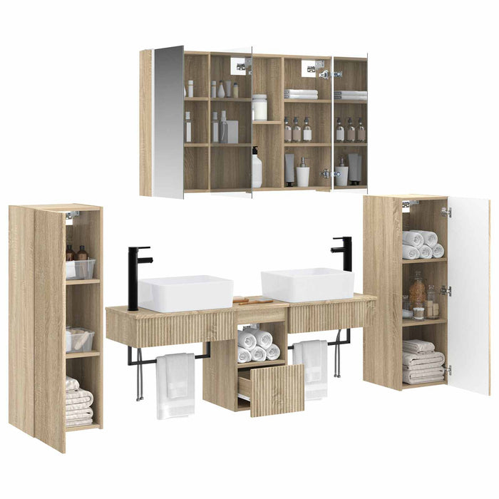 Set de mobilier pentru baie 6 pcs Stejar Sonoma WALTI