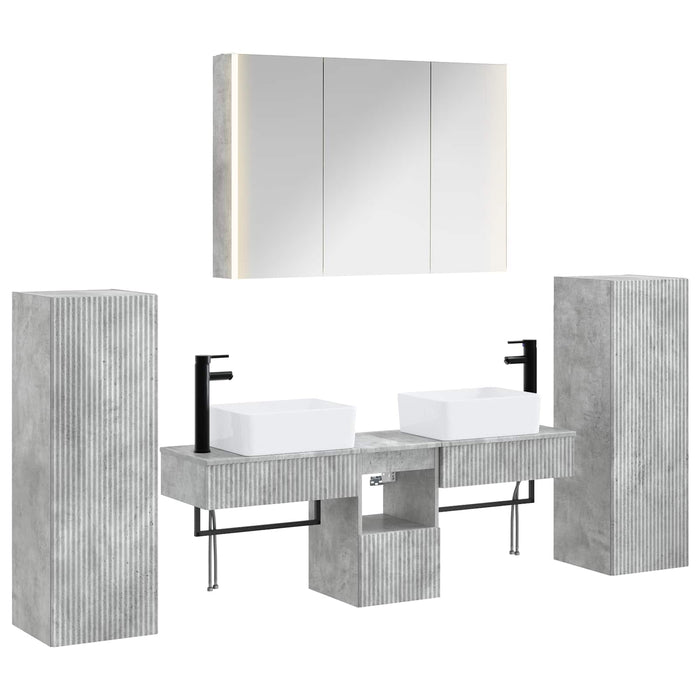 Set de mobilier pentru baie 6 pcs Gri Beton WALTI