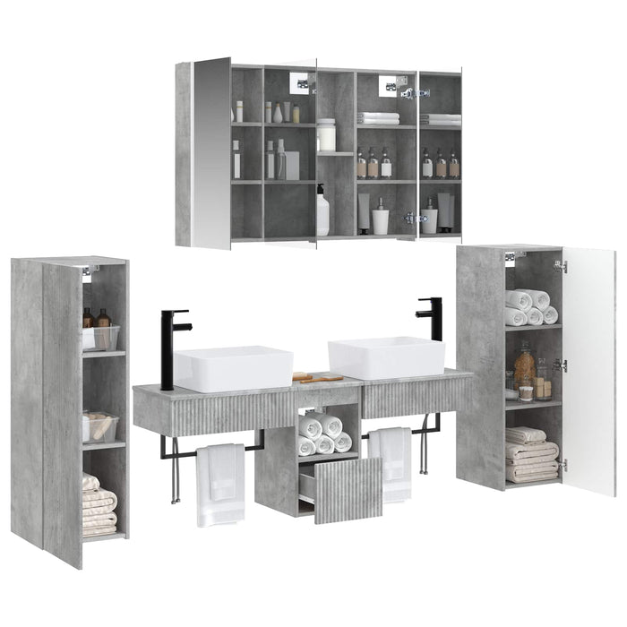Set de mobilier pentru baie 6 pcs Gri Beton WALTI