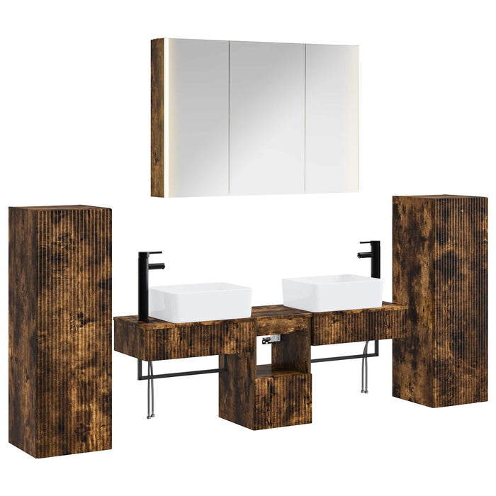 Set de mobilier pentru baie 6 pcs Stejar fumuriu WALTI