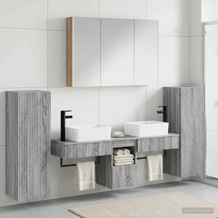 Set de mobilier pentru baie 6 pcs Sonoma gri WALTI