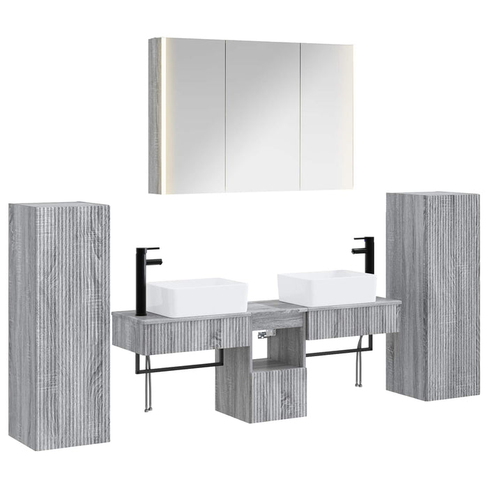 Set de mobilier pentru baie 6 pcs Sonoma gri WALTI