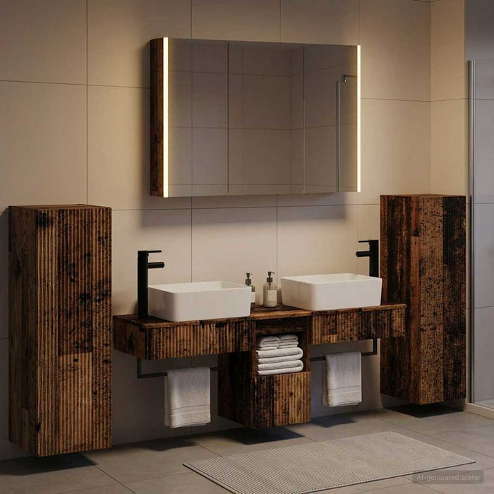 Set de mobilier pentru baie 6 pcs Lemn vechi WALTI
