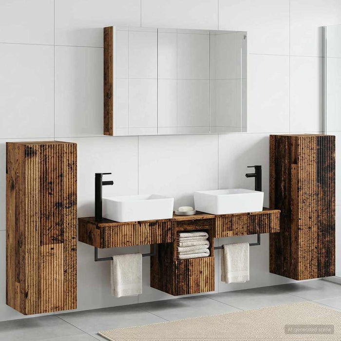 Set de mobilier pentru baie 6 pcs Lemn vechi WALTI