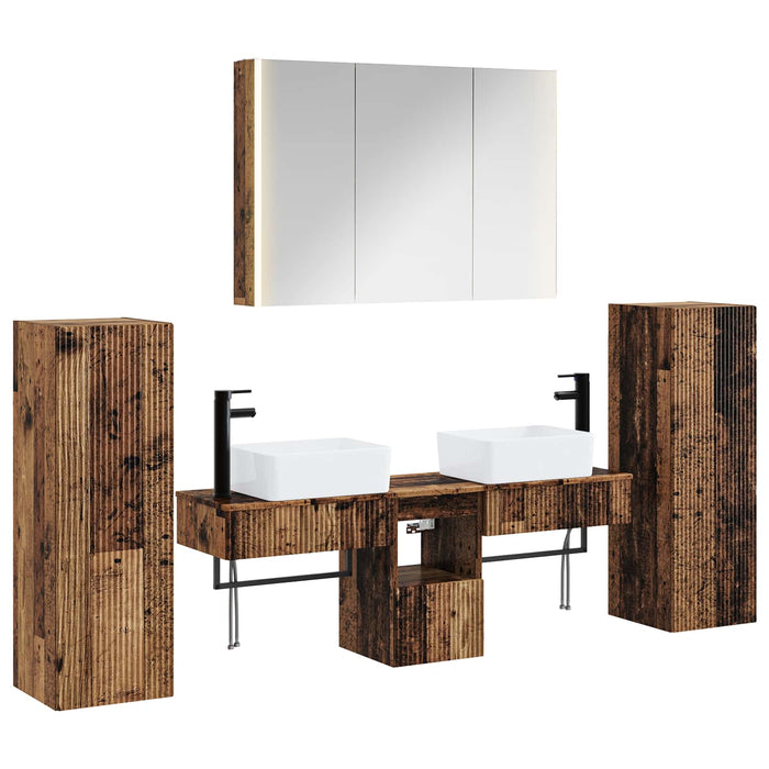 Set de mobilier pentru baie 6 pcs Lemn vechi WALTI