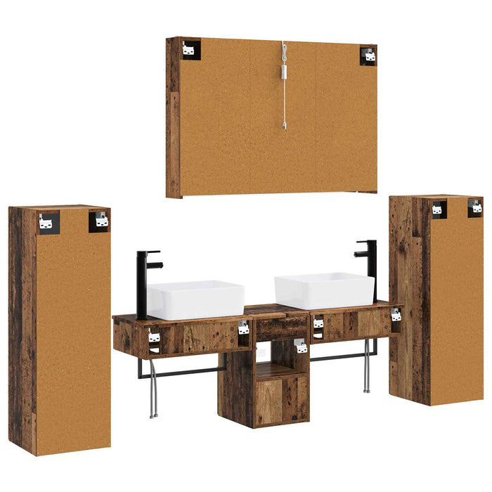 Set de mobilier pentru baie 6 pcs Lemn vechi WALTI