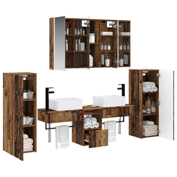 Set de mobilier pentru baie 6 pcs Lemn vechi WALTI