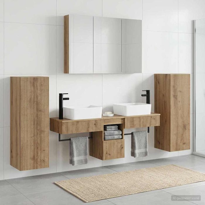 Set de mobilier pentru baie 6 pcs Stejar Artizanal WALTI