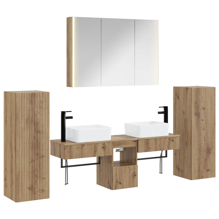 Set de mobilier pentru baie 6 pcs Stejar Artizanal WALTI