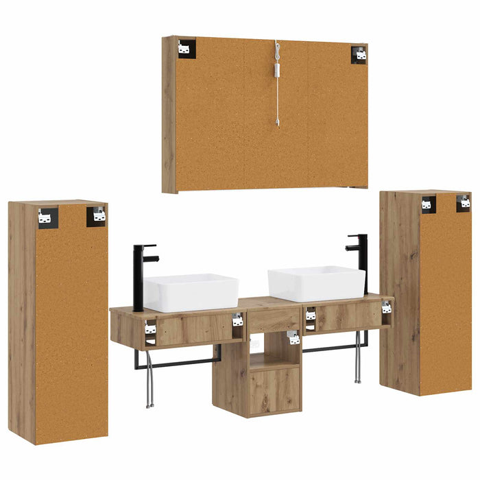 Set de mobilier pentru baie 6 pcs Stejar Artizanal WALTI