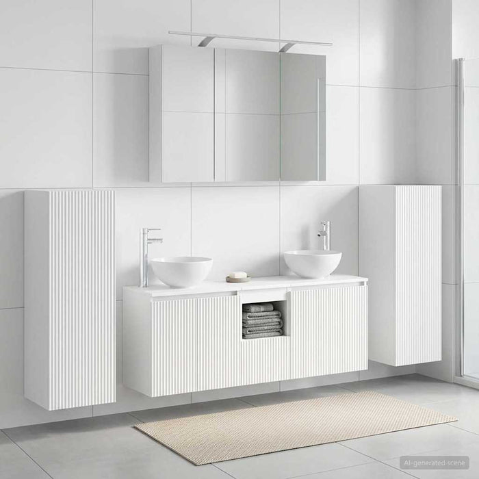 Set de mobilier pentru baie 6 pcs Alb Lemn prelucrat și sticlă WALTI