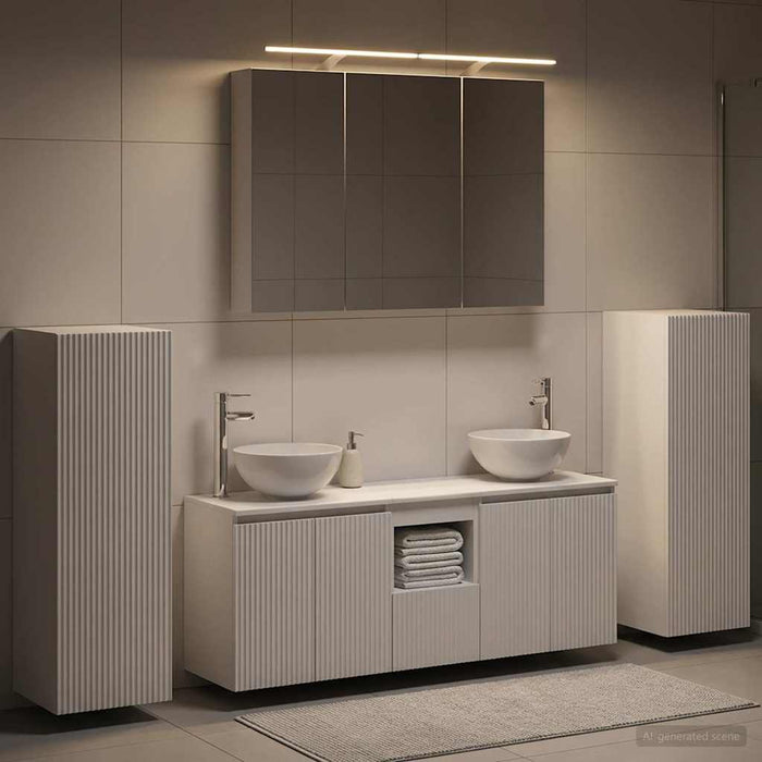 Set de mobilier pentru baie 6 pcs Alb Lemn prelucrat și sticlă WALTI