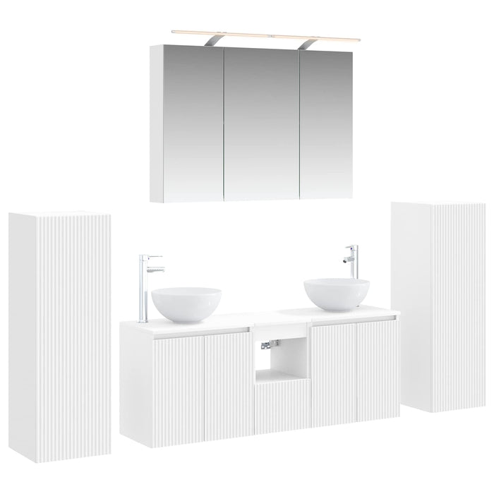 Set de mobilier pentru baie 6 pcs Alb Lemn prelucrat și sticlă WALTI