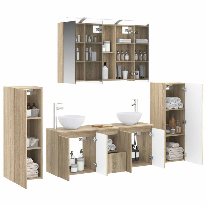 Set de mobilier pentru baie 6 pcs Stejar Sonoma WALTI