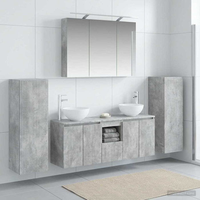 Set de mobilier pentru baie 6 pcs Gri Beton WALTI
