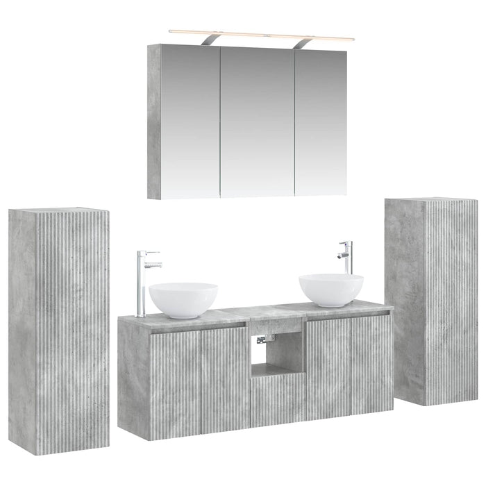 Set de mobilier pentru baie 6 pcs Gri Beton WALTI