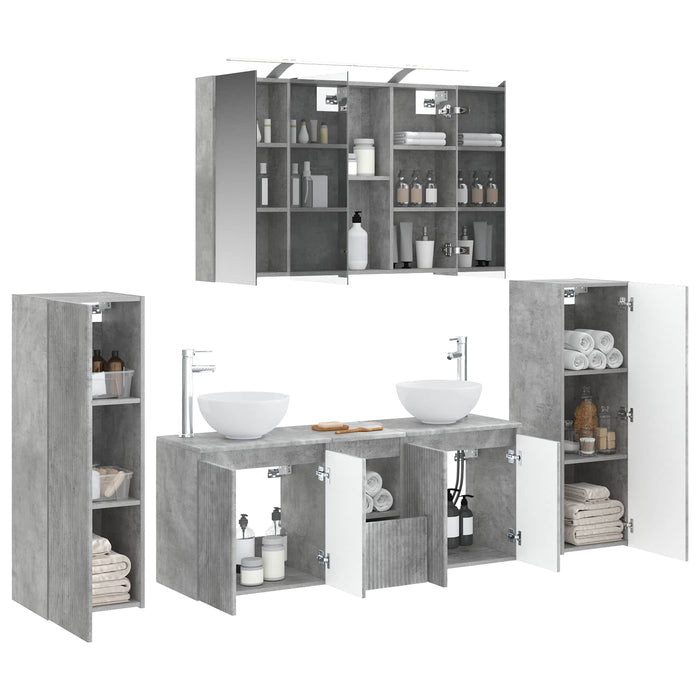 Set de mobilier pentru baie 6 pcs Gri Beton WALTI