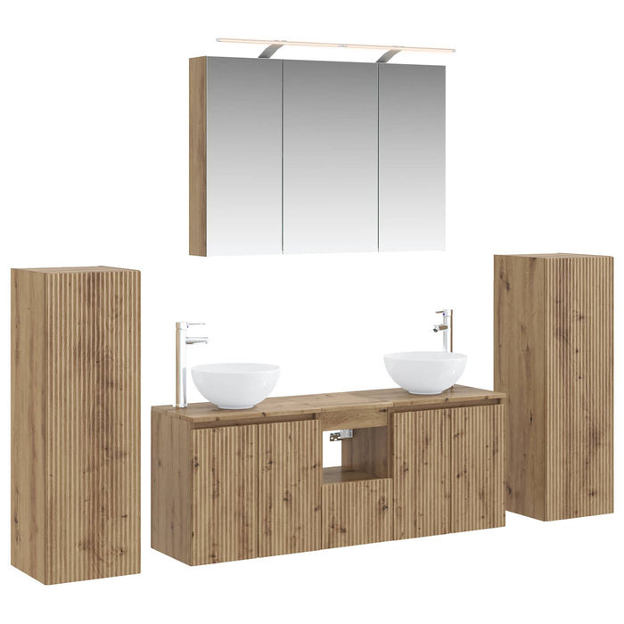 Set de mobilier pentru baie 6 pcs Stejar Artizanal WALTI
