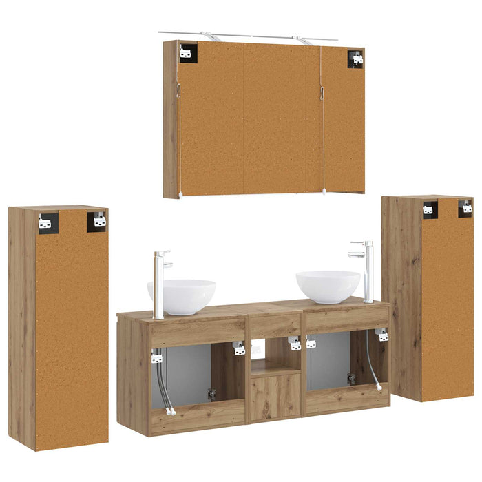 Set de mobilier pentru baie 6 pcs Stejar Artizanal WALTI