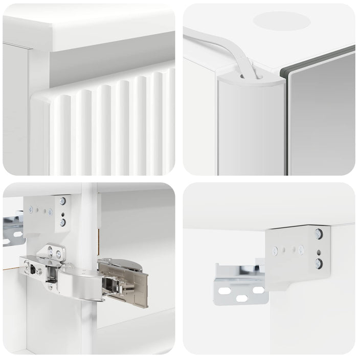 Set de mobilier pentru baie 6 pcs Alb Lemn prelucrat și sticlă WALTI