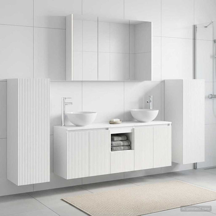 Set de mobilier pentru baie 6 pcs Alb Lemn prelucrat și sticlă WALTI