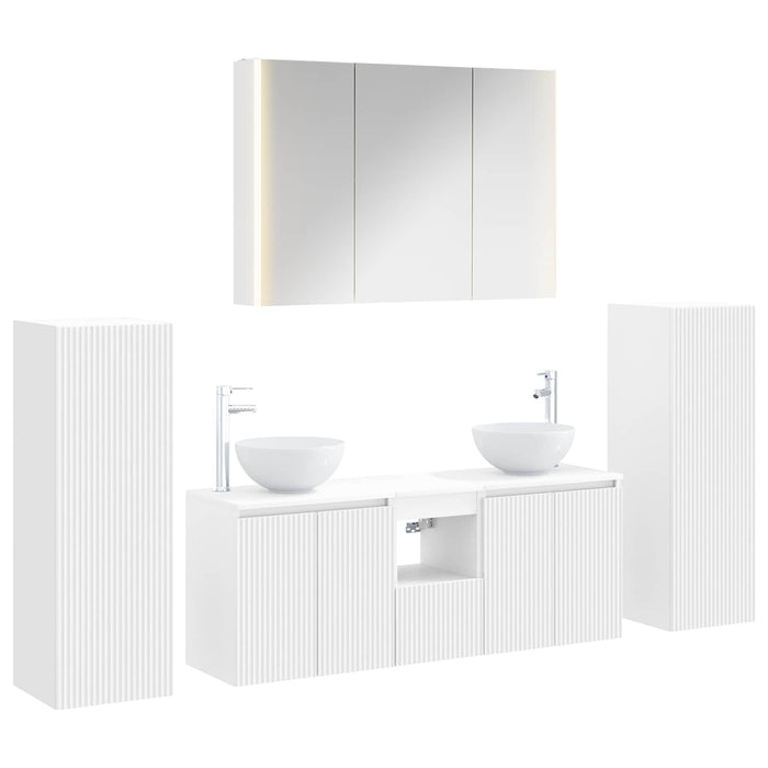 Set de mobilier pentru baie 6 pcs Alb Lemn prelucrat și sticlă WALTI