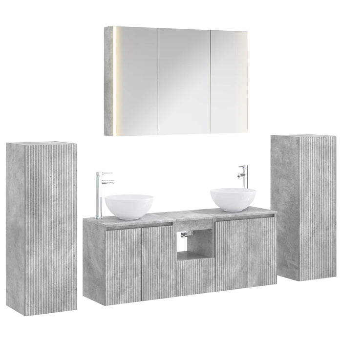 Set de mobilier pentru baie 6 pcs Gri Beton WALTI