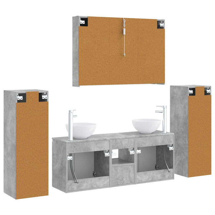 Set de mobilier pentru baie 6 pcs Gri Beton WALTI