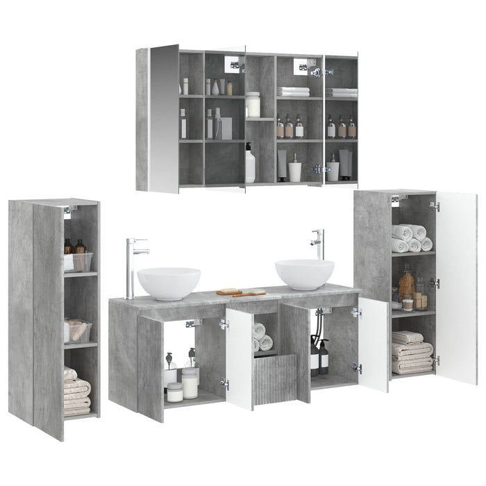 Set de mobilier pentru baie 6 pcs Gri Beton WALTI