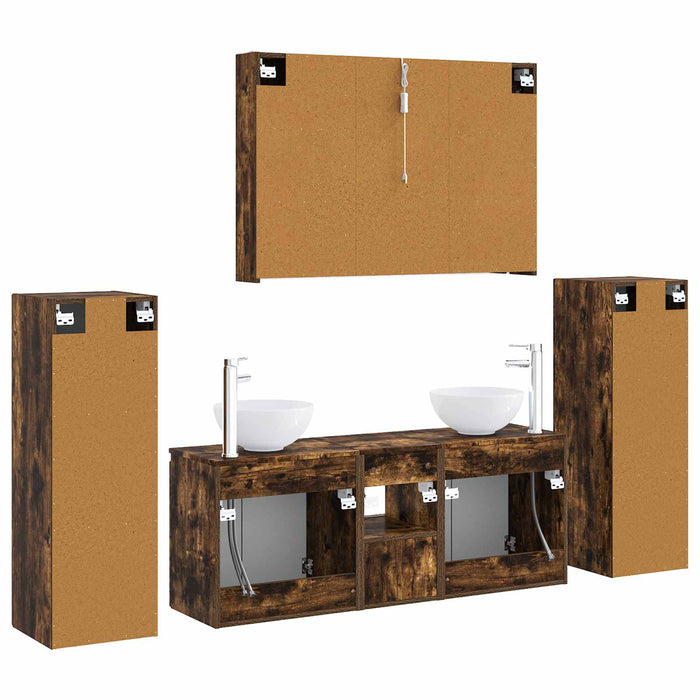Set de mobilier pentru baie 6 pcs Stejar fumuriu WALTI