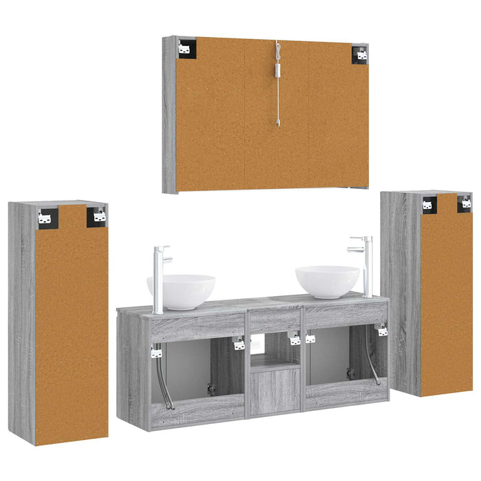 Set de mobilier pentru baie 6 pcs Sonoma gri WALTI
