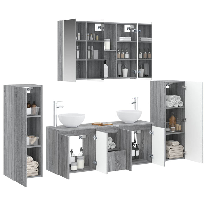 Set de mobilier pentru baie 6 pcs Sonoma gri WALTI