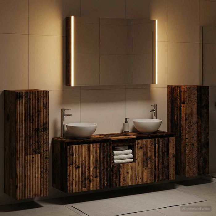 Set de mobilier pentru baie 6 pcs Lemn vechi WALTI