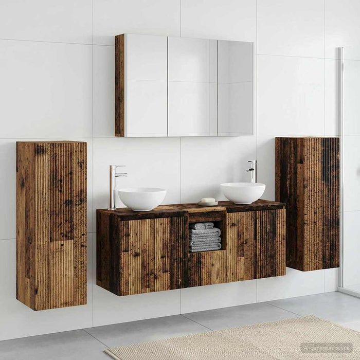 Set de mobilier pentru baie 6 pcs Lemn vechi WALTI
