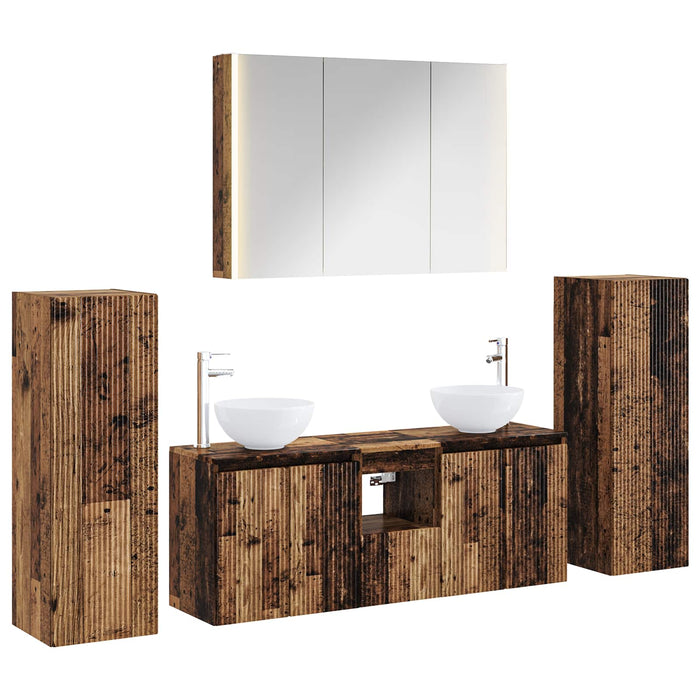 Set de mobilier pentru baie 6 pcs Lemn vechi WALTI