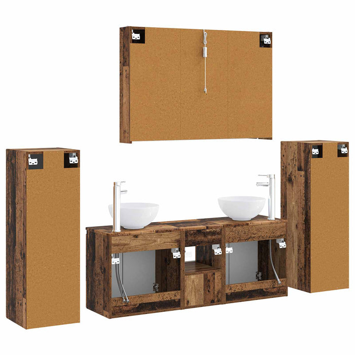 Set de mobilier pentru baie 6 pcs Lemn vechi WALTI