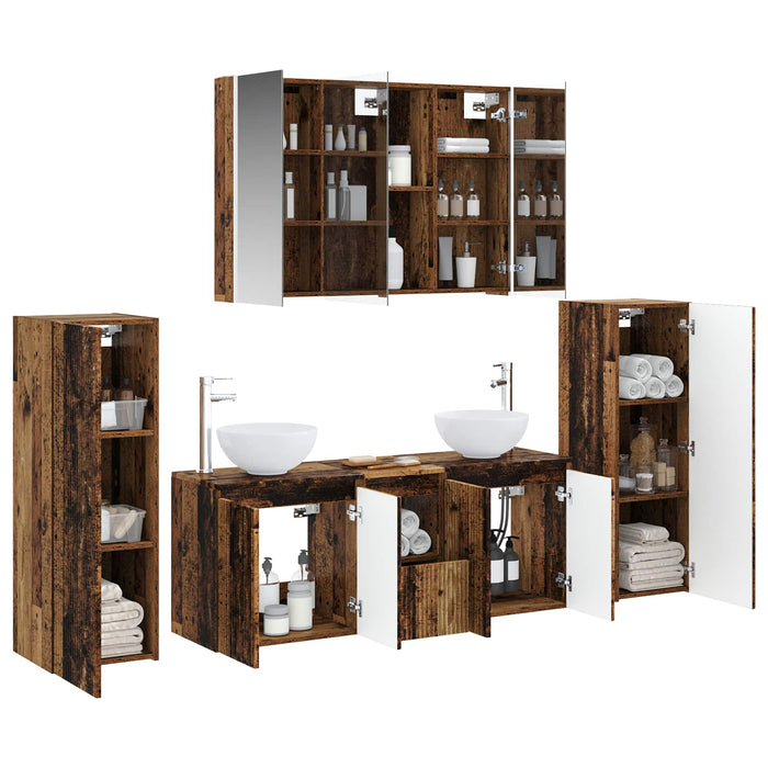 Set de mobilier pentru baie 6 pcs Lemn vechi WALTI