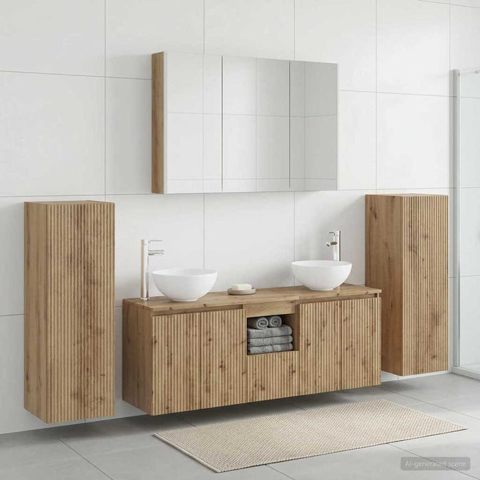 Set de mobilier pentru baie 6 pcs Stejar Artizanal WALTI