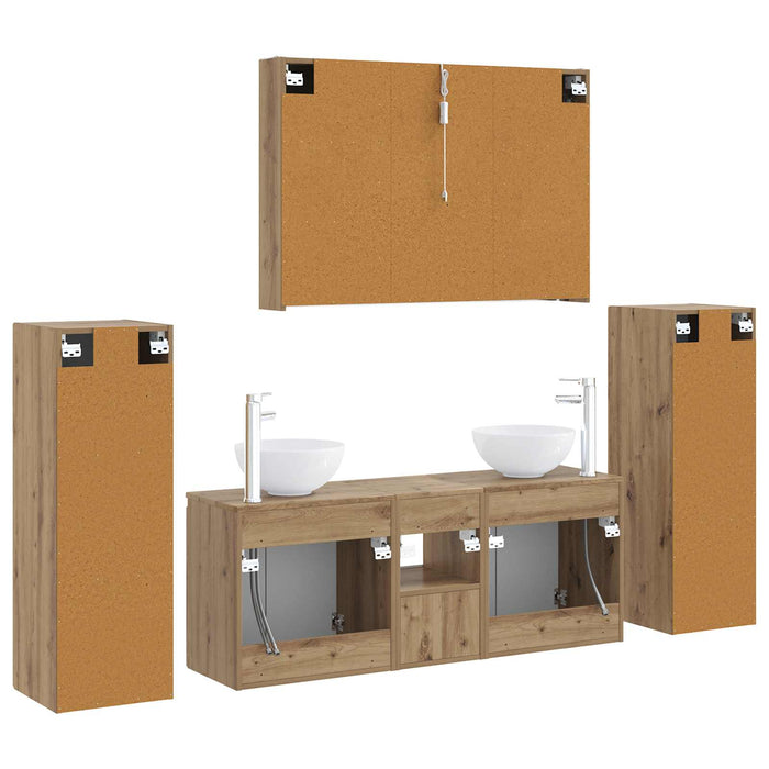 Set de mobilier pentru baie 6 pcs Stejar Artizanal WALTI